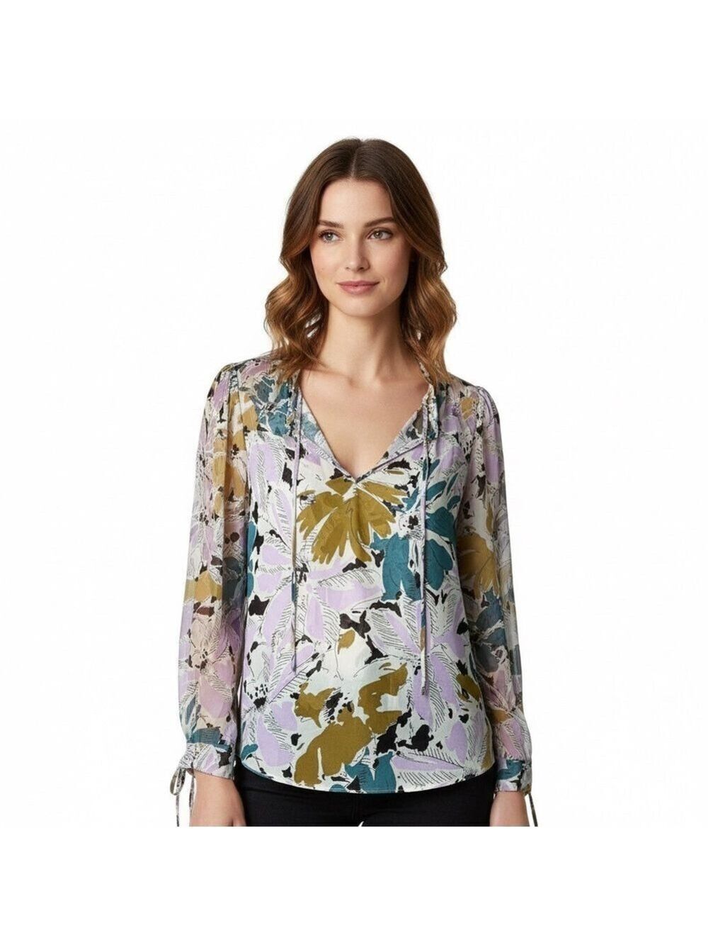 DIANE VON FURSTENBERG 2Pc Silk Blouse w/ Matching Poly Camisole Rusched Sleeves